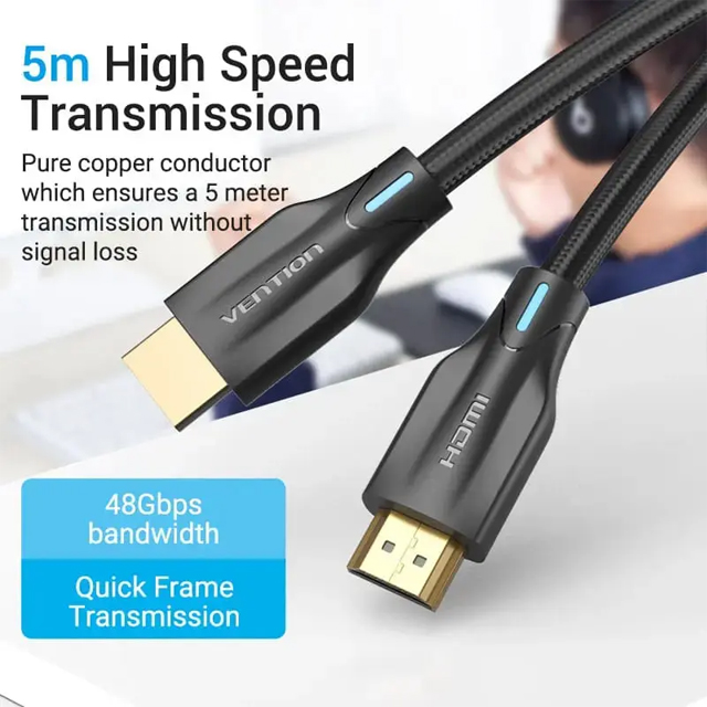 Vention Vention AAU Kabel HDMI Male to Male 8K Cotton Braided - 3M Harga Rp 190.000 Toko Medan