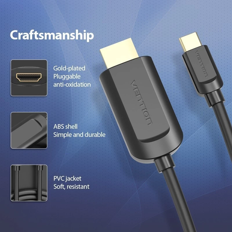 Vention Vention CGU Kabel Converter USB Type-C to HDMI Black - 1.5M Black Harga Rp 155.000 Toko Medan