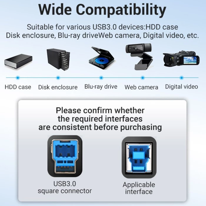 Vention Vention COO Kabel Data USB 3.0 A Male to B Male Kabel Printer - 1M Harga Rp 50.000 Toko Medan