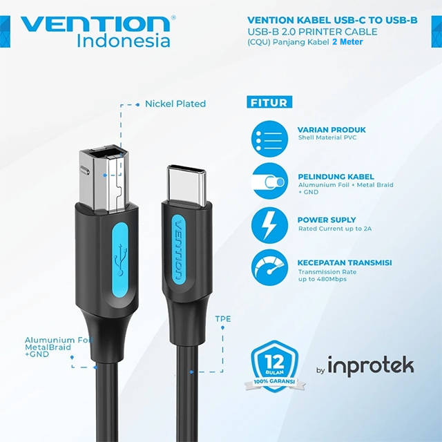 Vention Vention CQU Kabel Data USB Type C to B Male Kabel Printer Harga Rp 30.000 Toko Medan