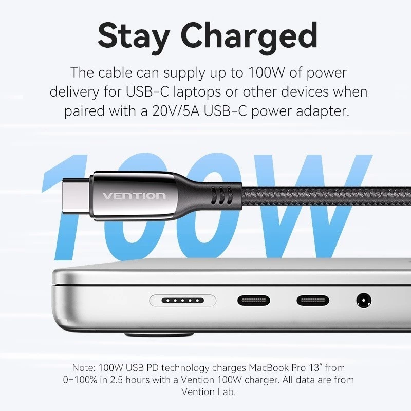Vention Vention CTK Kabel USB 2.0 Type C Male to C Male 5A 100W - 1.2M Harga Rp 130.000 Toko Medan