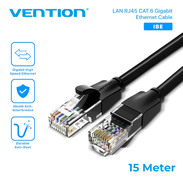 Vention Vention IBE Kabel LAN Cat.6 RJ45 UTP Patch Ethernet Black Harga Rp 25.000 Toko Medan