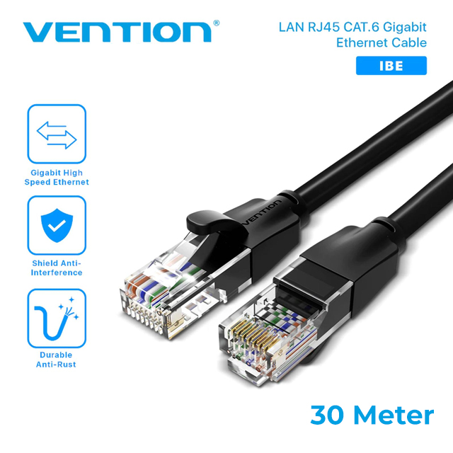 Vention Vention IBE Kabel LAN Cat.6 RJ45 UTP Patch Ethernet Black Harga Rp 25.000 Toko Medan