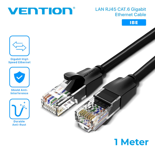 Vention Vention IBE Kabel LAN Cat.6 RJ45 UTP Patch Ethernet Black Harga Rp 25.000 Toko Medan