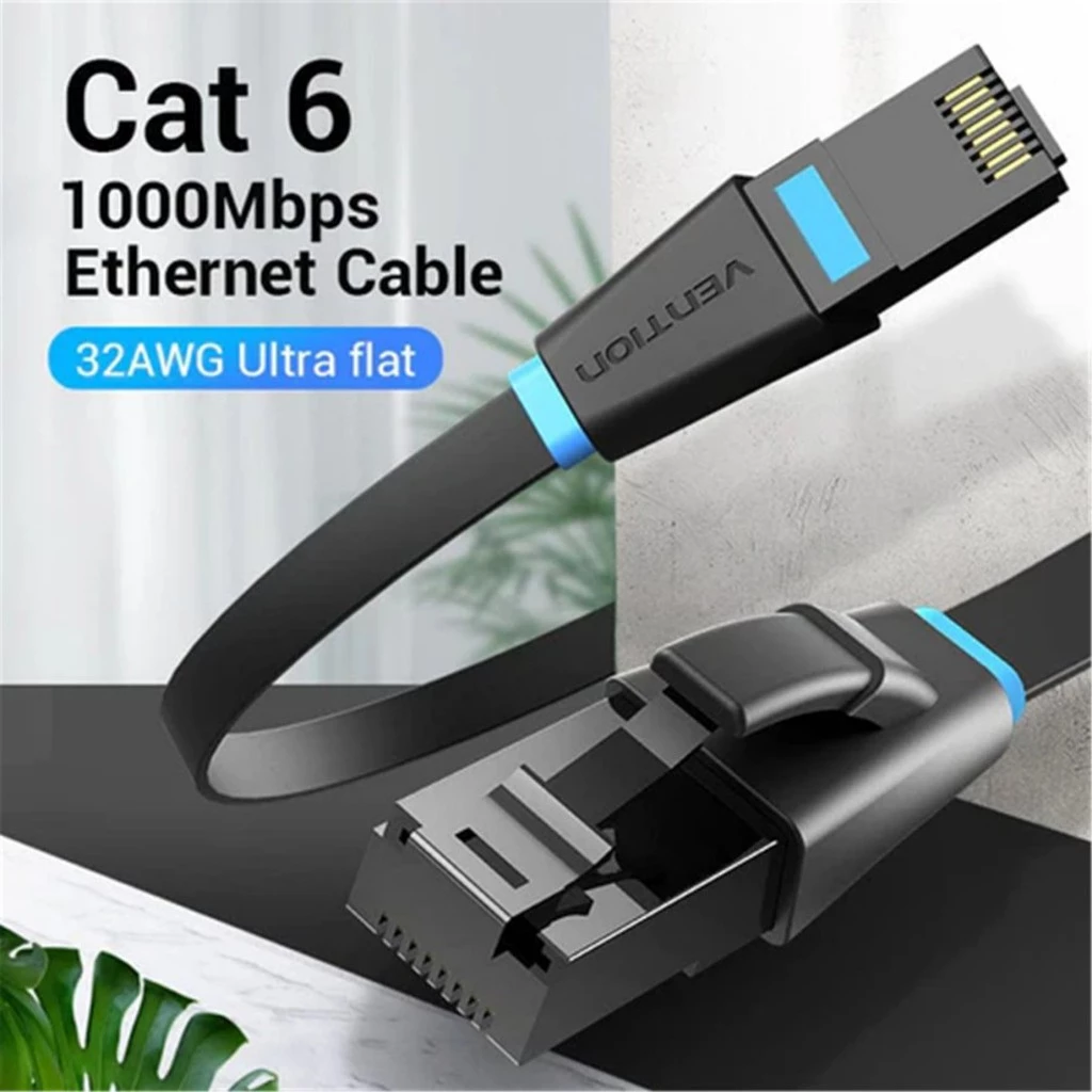 Vention Vention IBJ Kabel LAN Cat6 RJ45 Flat UTP Patch Cable Black Black Harga Rp 30.000 Toko Medan