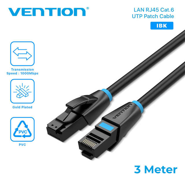 Vention Vention IBK Kabel LAN Cat.6 RJ45 UTP Patch Ethernet Black Black Harga Rp 30.000 Toko Medan