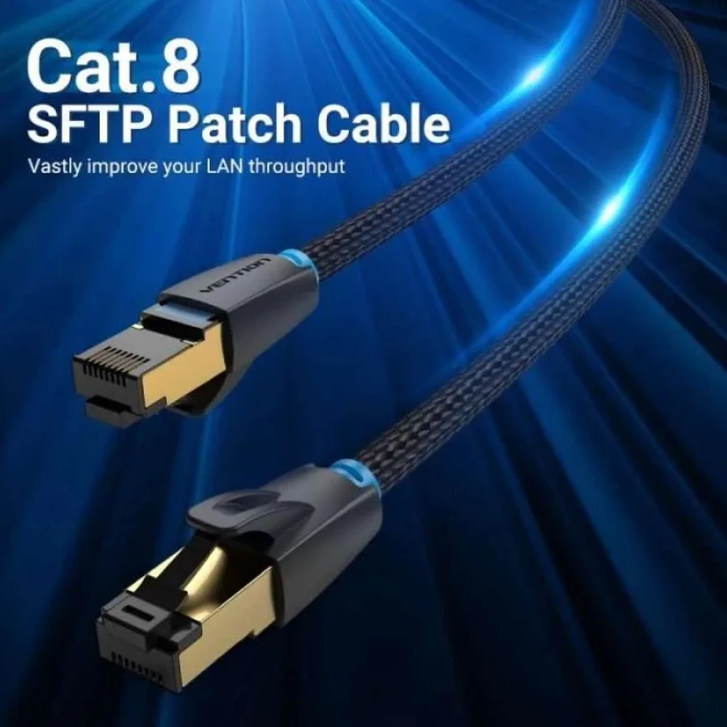 Vention Vention IKG Kabel LAN Cat.8 RJ45 SFTP Patch Cotton Braided Black Black Harga Rp 90.000 Toko Medan