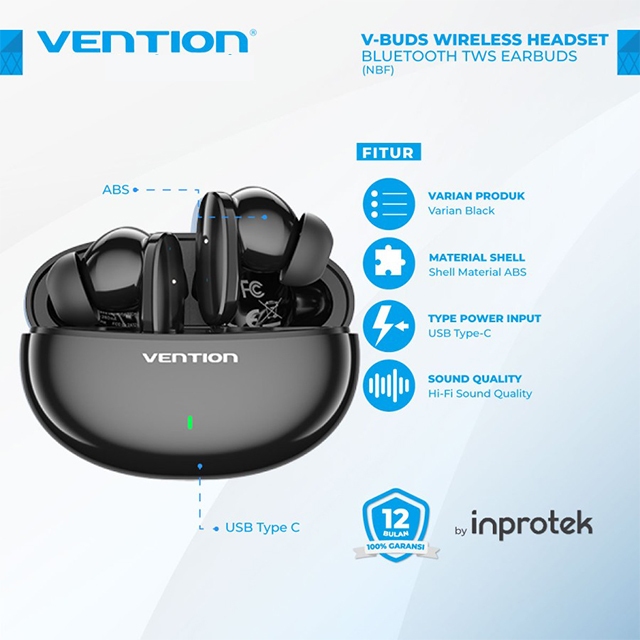 Vention Vention NBF TWS Headset Bluetooth 5.3 Earbuds True Wireless Hifun Series Blue Harga Rp 148.000 Toko Medan