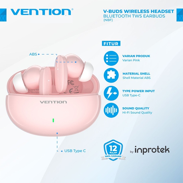 Vention Vention NBF TWS Headset Bluetooth 5.3 Earbuds True Wireless Hifun Series Blue Harga Rp 148.000 Toko Medan