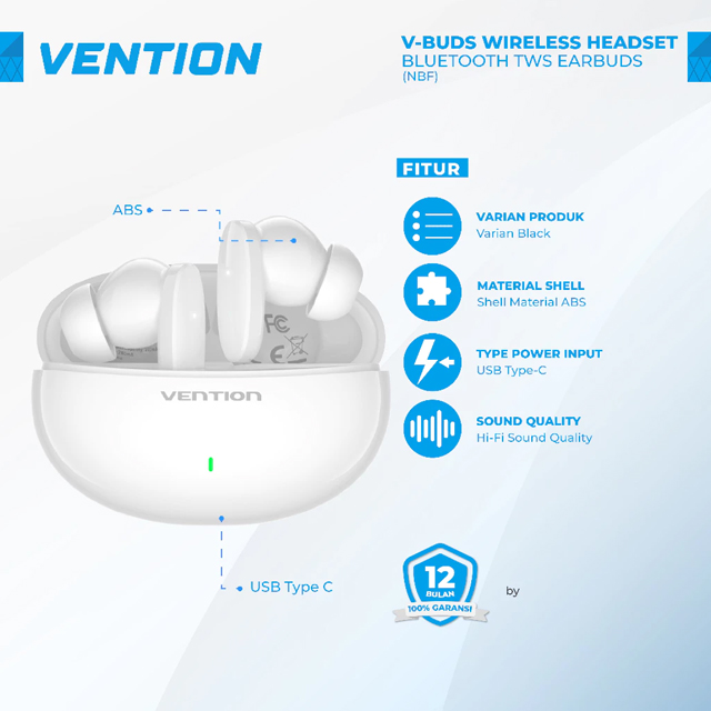 Vention Vention NBF TWS Headset Bluetooth 5.3 Earbuds True Wireless Hifun Series Blue Harga Rp 148.000 Toko Medan