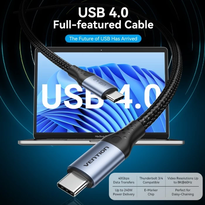Vention Vention TAV Kabel USB 4.0 Type C Male to C Male 5A 40Gbps Harga Rp 190.000 Toko Medan
