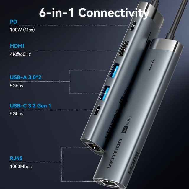 Vention Vention TGN Converter 6in1 USB-C Docking Station Harga Rp 405.000 Toko Medan
