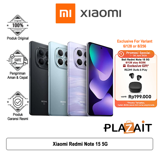 Xiaomi Xiaomi Redmi Note 15 5G 6GB/128GB | 8GB/256GB | 12GB/512GB - Garansi Resmi Red Harga Rp 3.449.000 Toko Medan