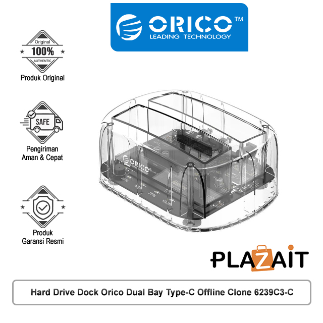 Hard Drive Dock Orico Dual Bay Type-C Offline Clone 6239C3-C