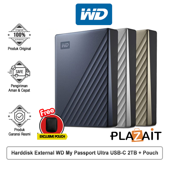 Harddisk External WD My Passport Ultra USB-C 5TB + Pouch