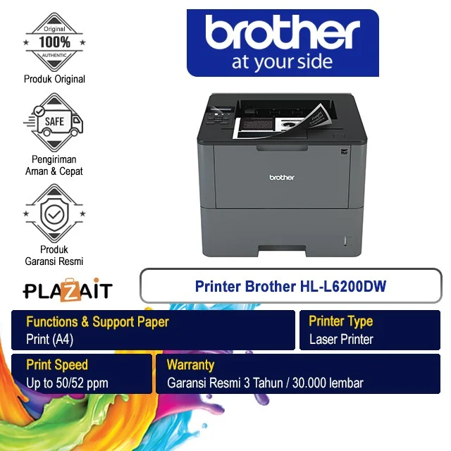 Brother Printer Mono Laser HL-L6200DW A4 WiFi - Print Only