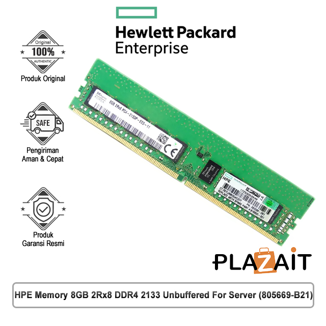 HPE Memory 8GB (1X8GB) 2Rx8 DDR4 2133 Unbuffered For Server (805669-B21)