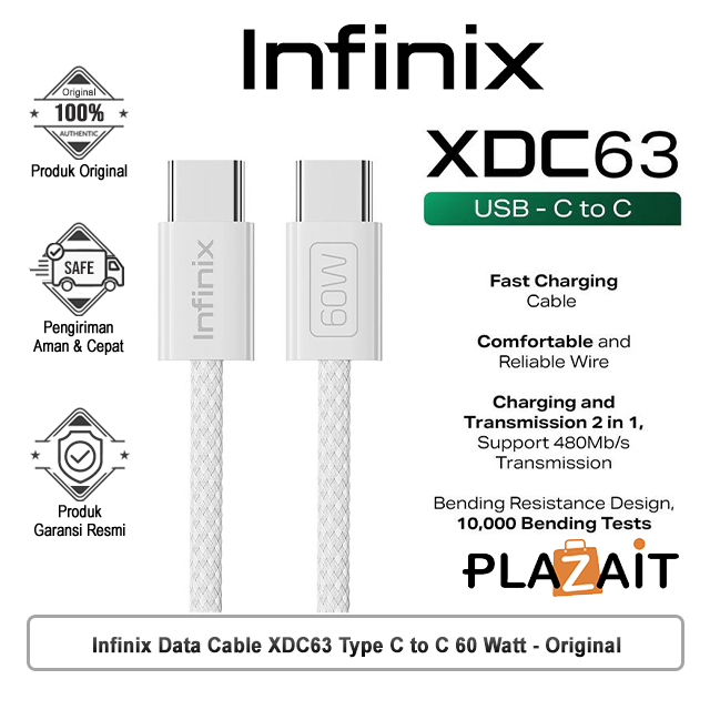 Infinix Kabel Data XDC63 Type C to C 1M - 60W Braided Charging Cable