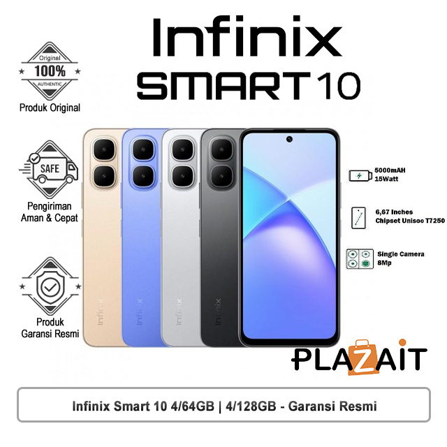 Infinix Smart 10 4/64GB | 4/128GB - Garansi Resmi