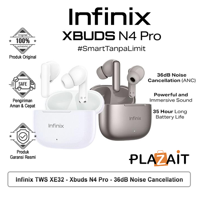 Infinix TWS XE32 - Xbuds N4 Pro - 36dB Noise Cancellation - 35 Hour Long Battery Life - IPX4 Waterproof