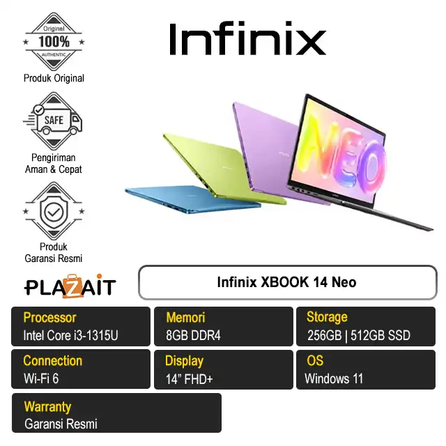 Infinix XBOOK 14 Neo /Intel Core I3-1315U/8GB/256GB - 512GB SSD/14" WUXGA/Win 11