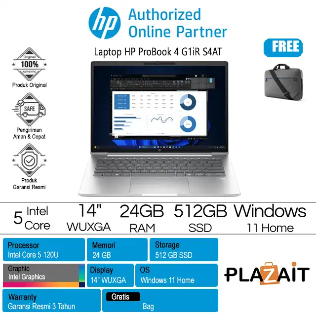 HP ProBook 4 G1iR - CK3S4AT /Intel Core 5 120U/24GB/512GB SSD/Intel Graphics/14" WUXGA IPS/Windows 11 Home/Silver/3Y