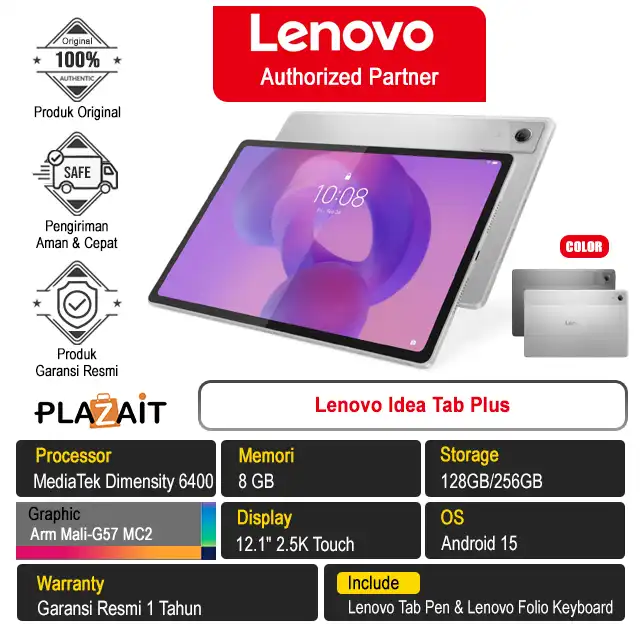 Lenovo Idea Tab Plus /MediaTek Dimensity 6400/8GB/128GB-256GB UFS 2.2/Arm Mali-G57/12.1" 2.5K Touch 90Hz/Android 15/1Y