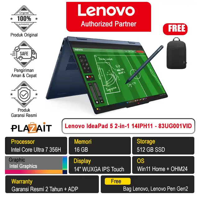 Lenovo IdeaPad 5 2-in-1 14IPH11 - 83UG001VID /Intel Core Ultra 7-355/16GB/512GB SSD/Intel Graphics/14" WUXGA Touch/Win 11 Home+OH24+M365/Cosmic Blue/2Y