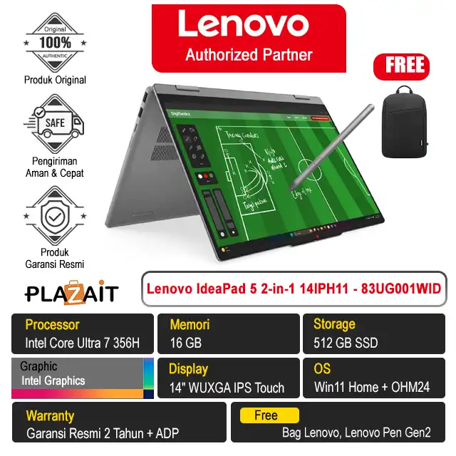 Lenovo IdeaPad 5 2-in-1 14IPH11 - 83UG001WID /Intel Core Ultra 7-355/16GB/512GB SSD/Intel Graphics/14" WUXGA Touch/Win 11 Home+OH24+M365/Luna Grey/2Y