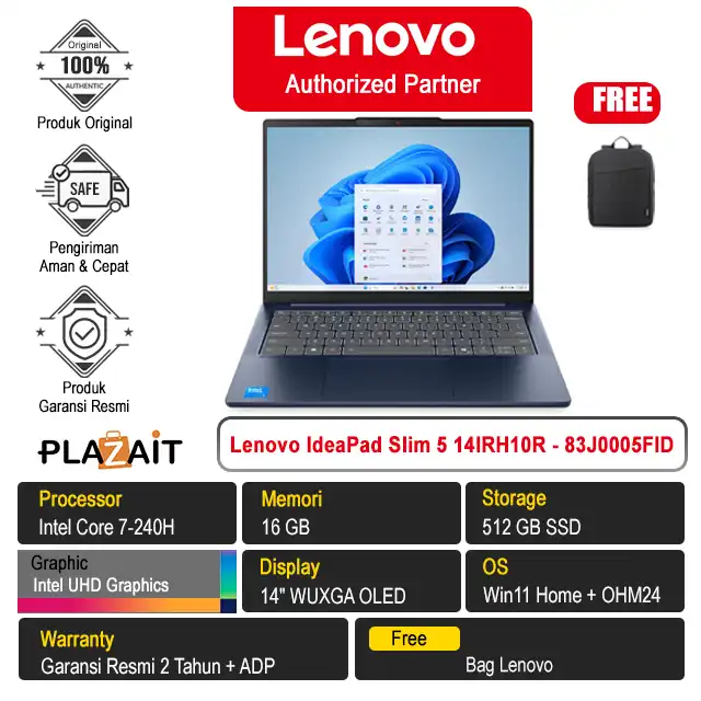 Lenovo IdeaPad Slim 5 14IRH10R - 83J0005FID /Intel Core 7-240H/16GB/512GB SSD/Intel UHD Graphics/14" WUXGA OLED/Win 11 Home+OH24+M365/Cosmic Blue/2Y
