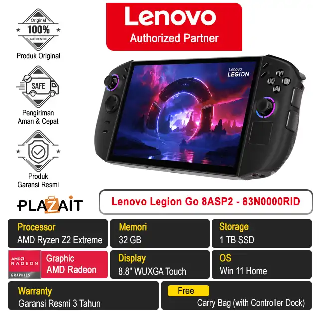 Lenovo Legion Go 8ASP2 - 83N0000RID /AMD Ryzen Z2 Extreme/32GB/1TB SSD/AMD Radeon Graphics/8.8" WUXGA OLED Touch/Win 11 Home/Eclipse Black/3Y