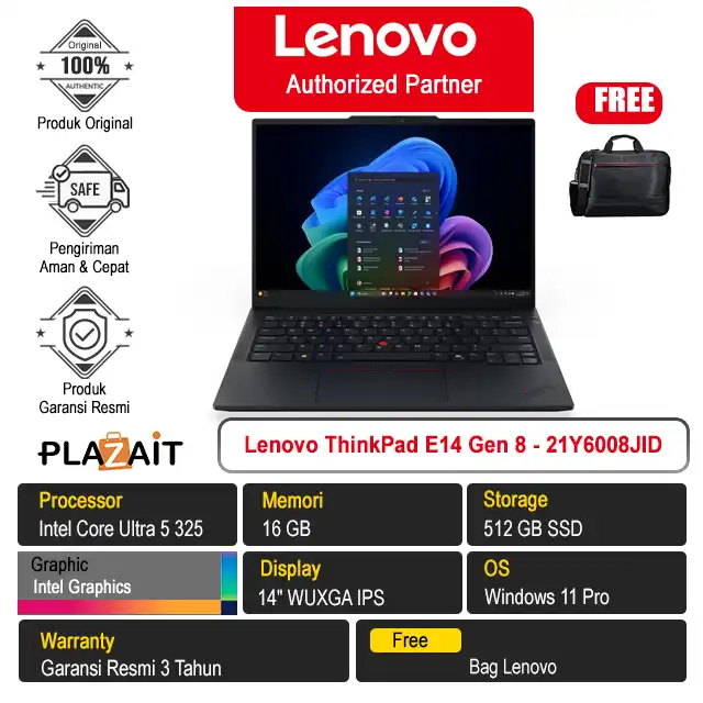 Lenovo ThinkPad E14 Gen 8 - 21Y6008JID /Intel Core Ultra 5-325/16GB/512GB SSD/Intel Graphics/14" WUXGA/Win 11 Pro/Black/3Y