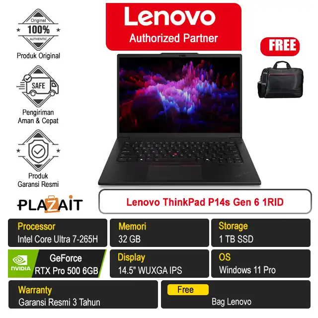 Lenovo ThinkPad P14s Gen 6 1RID /Intel Core Ultra 7-258V/32GB/1TB SSD/Intel Arc Graphics/14" WUXGA/Win 11 Pro/Black/3Y
