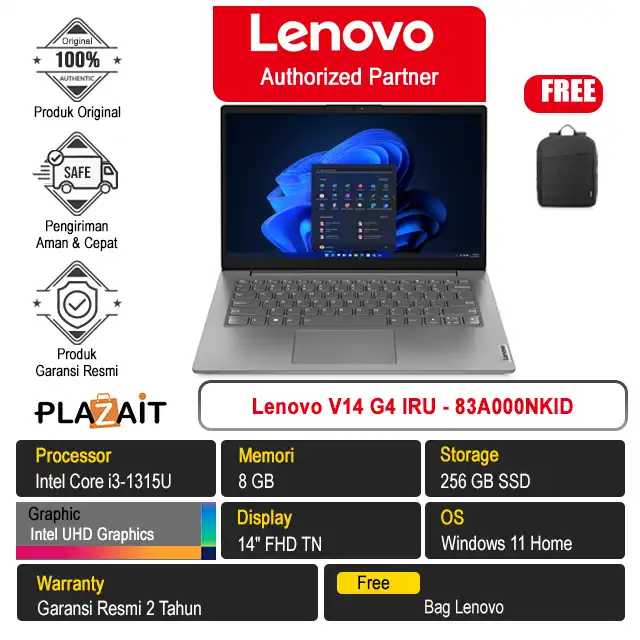 Lenovo V14 G4 IRU - 83A000NKID /Intel Core i3-1315U/8GB/256GB SSD/Intel UHD Graphics/14" FHD TN/Win 11 Home/Iron Grey/2Y