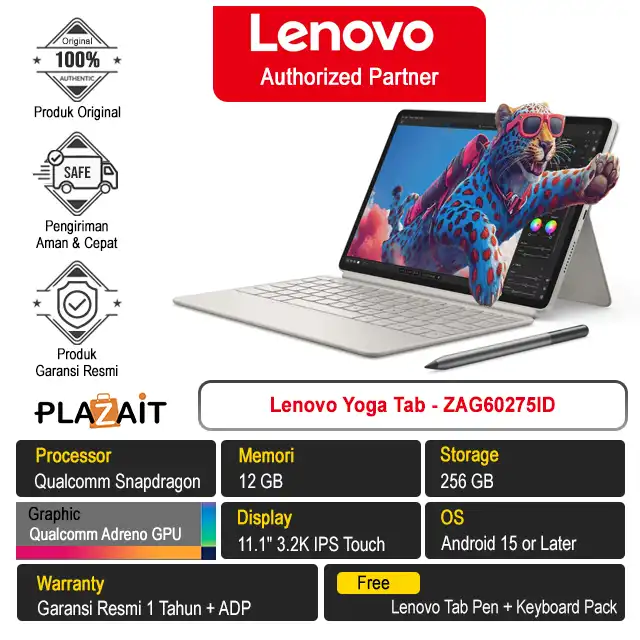 Lenovo Yoga Tab - ZAG60275ID /Qualcomm Snapdragon 8/12GB/256GB/Qualcomm Adreno/8.8" 2.5K Touch/Android 15/Seashell/1Y