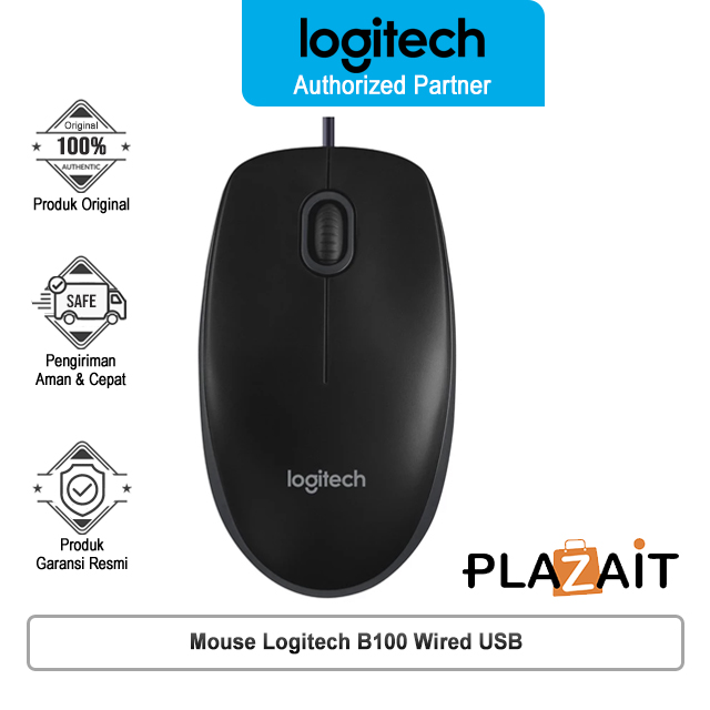 Logitech B100 Mouse Kabel Wired USB Optical