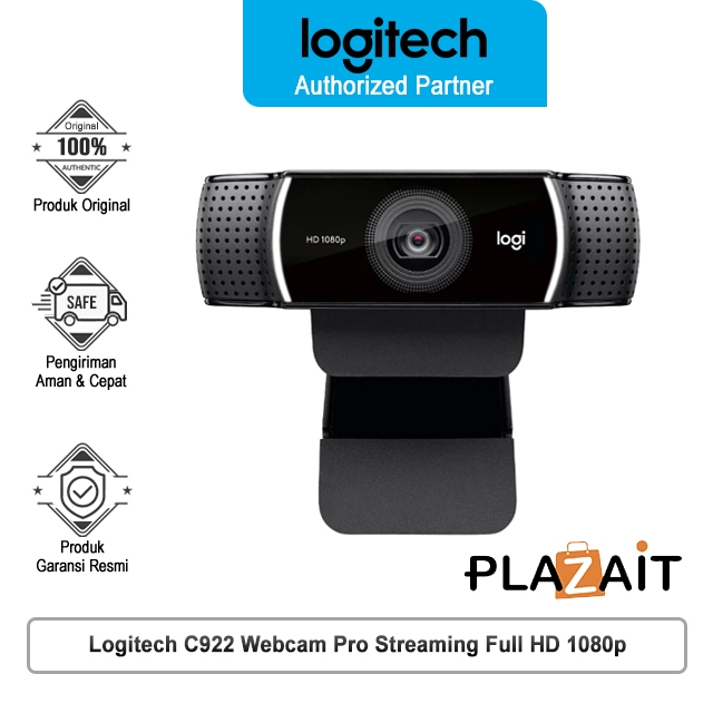 Logitech C922 Webcam Pro Streaming Full HD 1080p dengan Autofocus, Noise-Cancelling Audio, Tripod