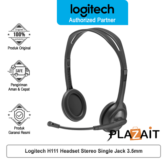 Logitech H111 Headset Stereo dengan Headband Adjustable dan Single Jack 3.5mm