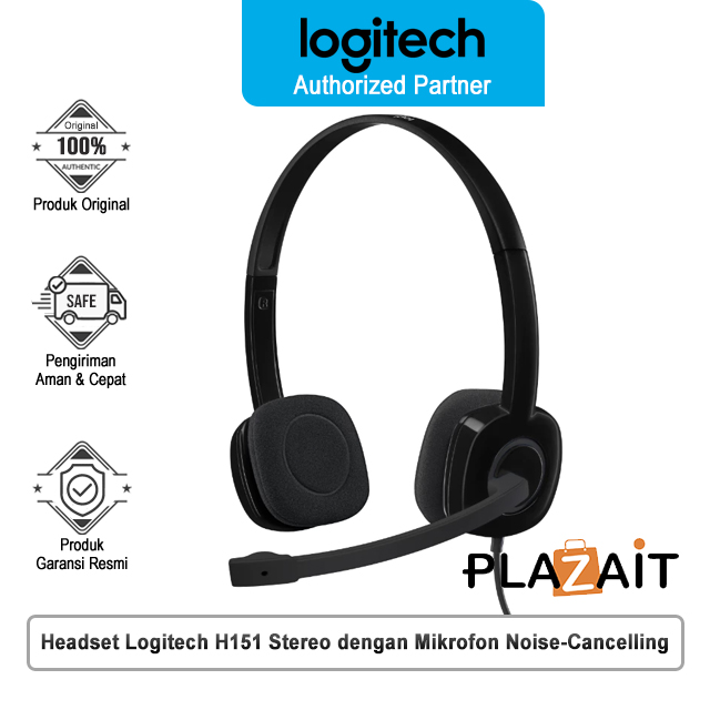Logitech H151 Headset Stereo dengan Mikrofon Noise-Cancelling dan Single Jack 3.5 mm