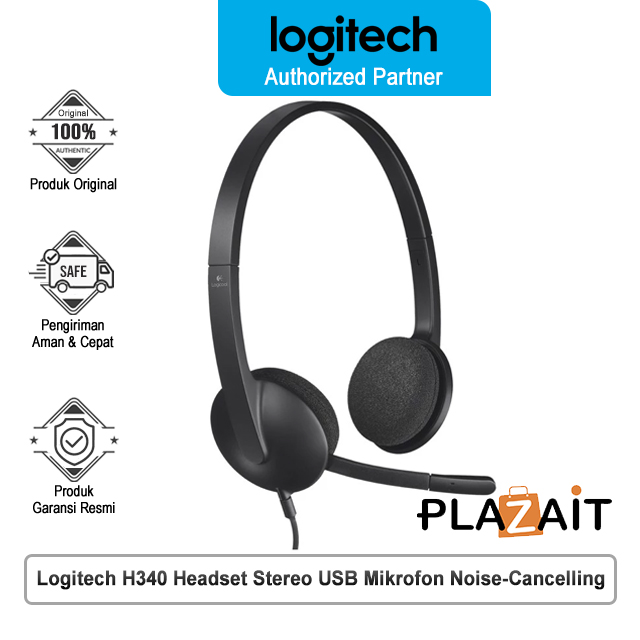 Logitech H340 Headset Stereo USB dengan Mikrofon Noise-Cancelling