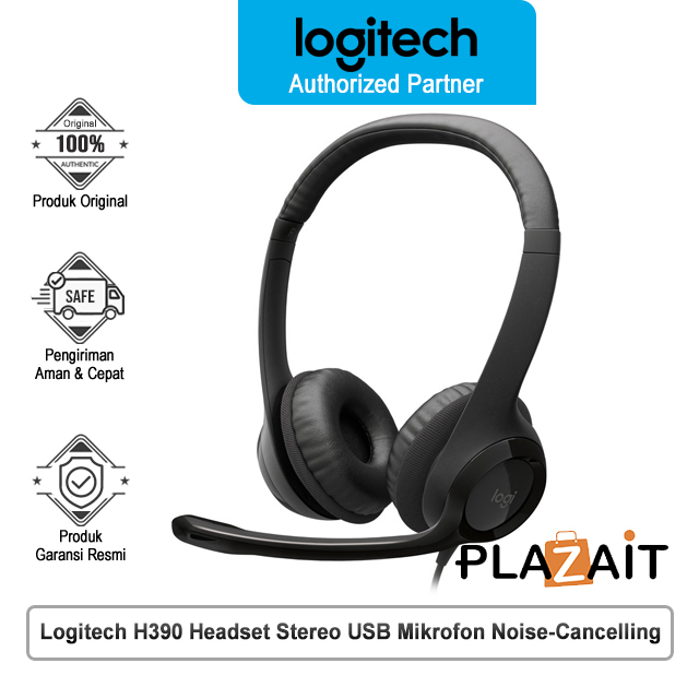 Logitech H390 Headset Stereo USB dengan Mikrofon Noise-Cancelling