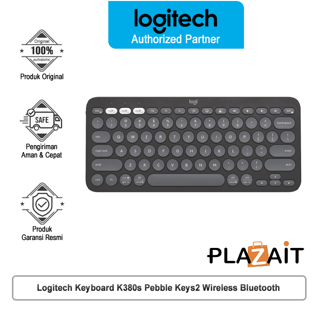 Logitech K380s Keyboard Wireless Bluetooth Multi Perangkat Pebble Keys2