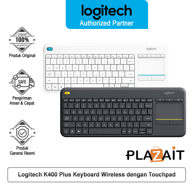 Logitech K400 Plus Keyboard Wireless dengan Touchpad untuk PC & SmartTV