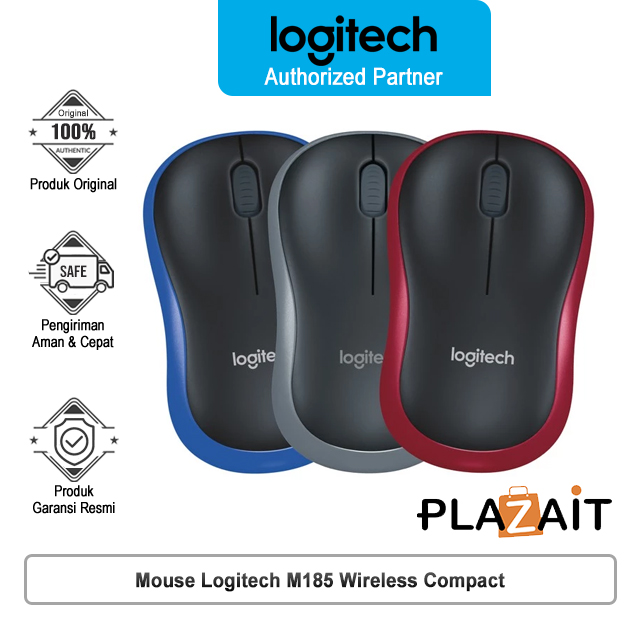 Logitech M185 Mouse Wireless Compact untuk Windows, Mac, ChromeOS