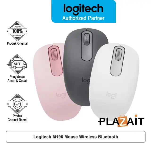 Logitech M196 Mouse Wireless Bluetooth, Kompatibel Dengan PC dan Mac