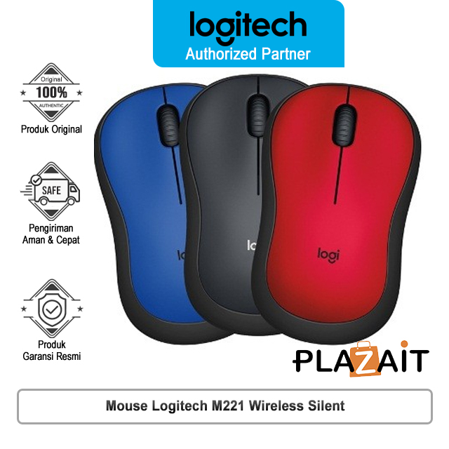 Logitech M221 Mouse Wireless Silent untuk Windows, Mac, Chrome OS