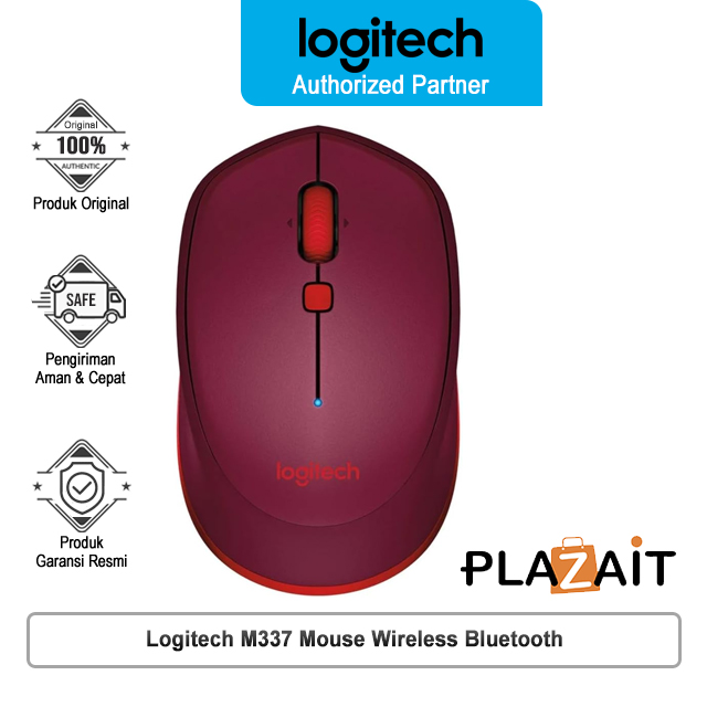 Logitech M337 Mouse Wireless Bluetooth Windows & Mac - Red