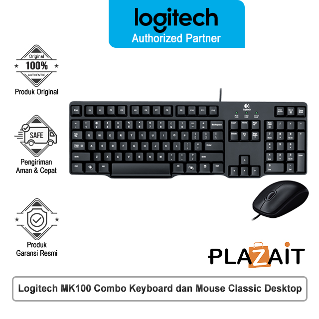 Logitech MK100 Combo Keyboard dan Mouse Classic Desktop