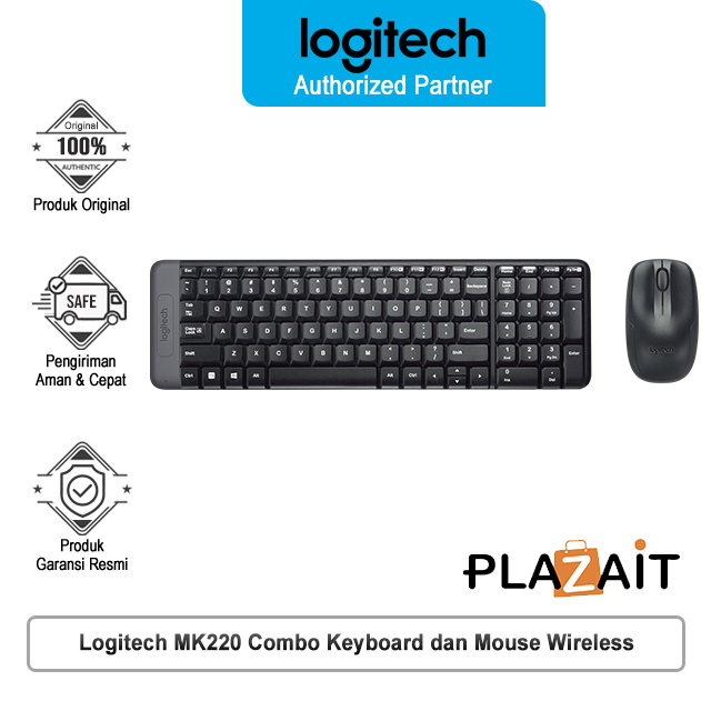 Logitech MK220 Combo Keyboard dan Mouse Wireless Compact