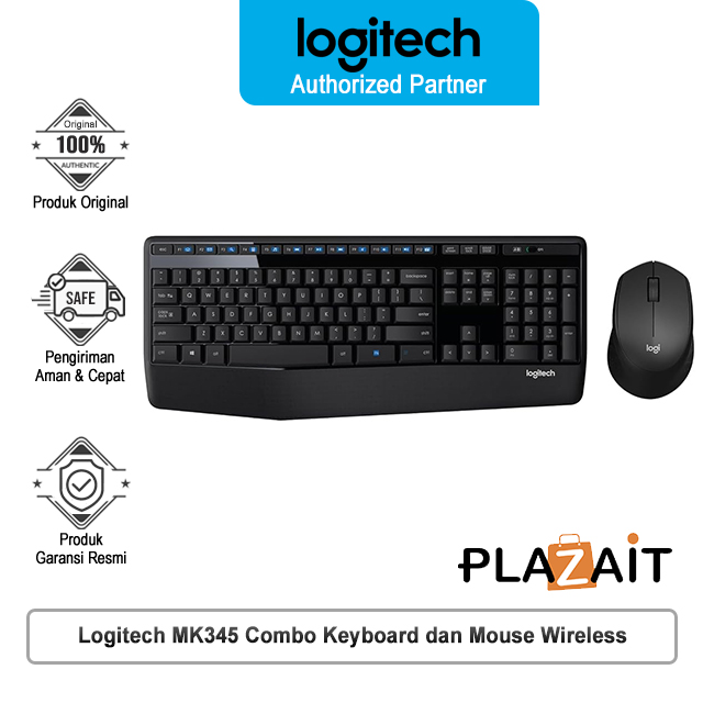 Logitech MK345 Combo Keyboard dan Mouse Wireless Full Size Nyaman